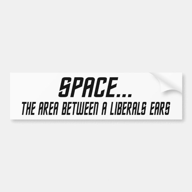 Space, The Area Between A Liberals Ears Bumper Sticker (Front)