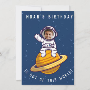 Space Theme Birthday Party Invite - Custom Photo