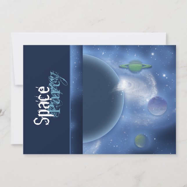 Space theme party invitations - customise template (Front)