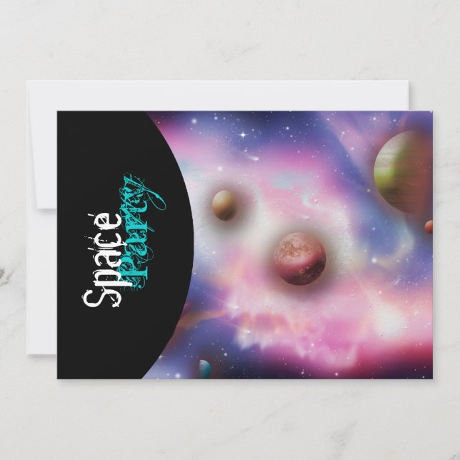 Space theme party invitations - customise template (Front)