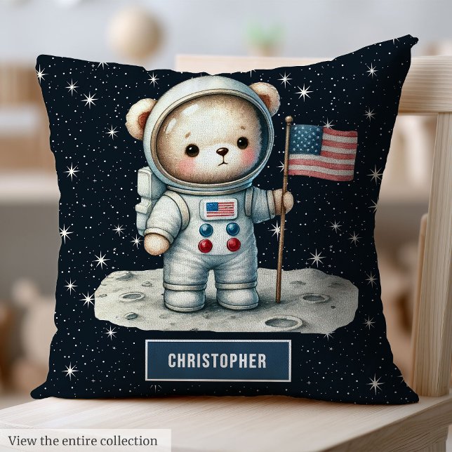 Space Theme Teddy Bear Pillow Personalised Baby (Space Theme Teddy Bear Pillow Personalized Baby Boy)