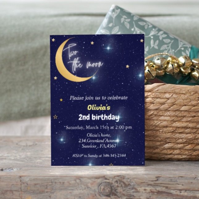 Space theme two the moon 2nd birthday invitation (Creator Uploaded)