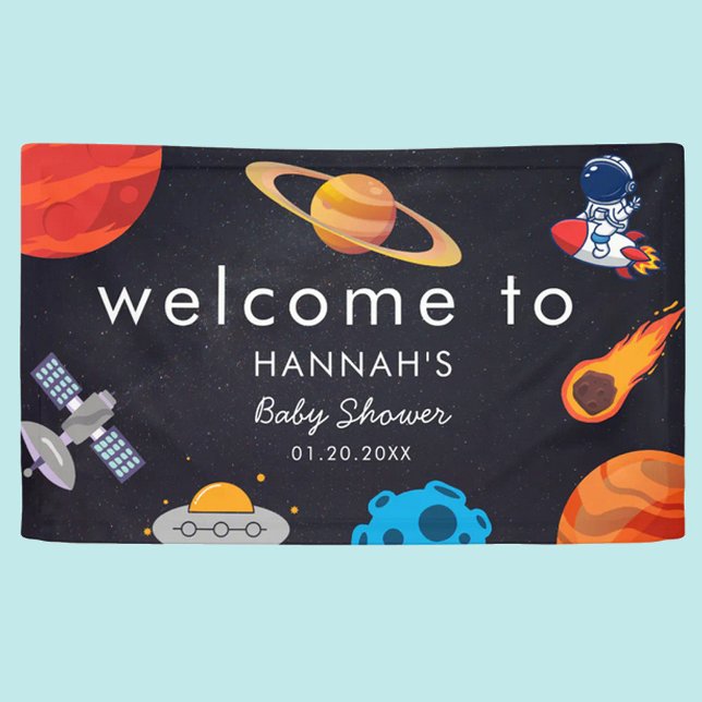 Space Theme Welcome Cute Custome Baby Shower Banner (Creator Uploaded)