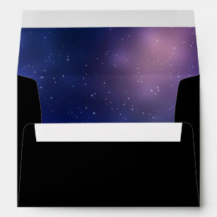 Space theme with Nebula Liner Return Address Black Envelope