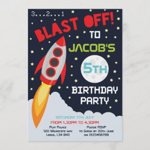 Space themed birthday party invitation