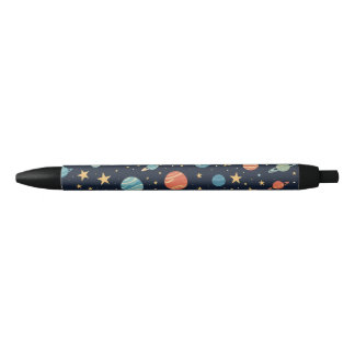 Space themed black ink pen