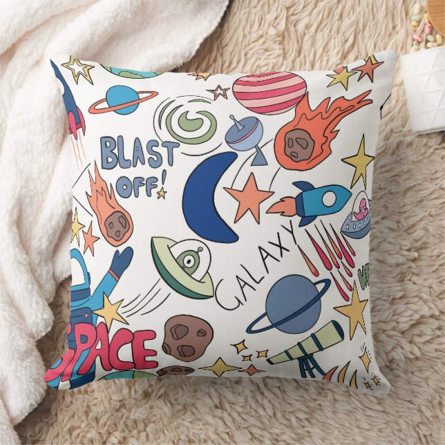 Space Themed Doodle Graphics For Kids  Cushion (Blanket)