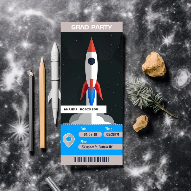 Space Themed Graduation Party Travel Ticket Invitation (Creator Uploaded)