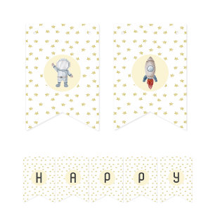 Space-themed party bunting banner