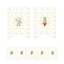 Space-themed party bunting banner