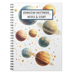 Space themed planets Spiral Photo Notebook