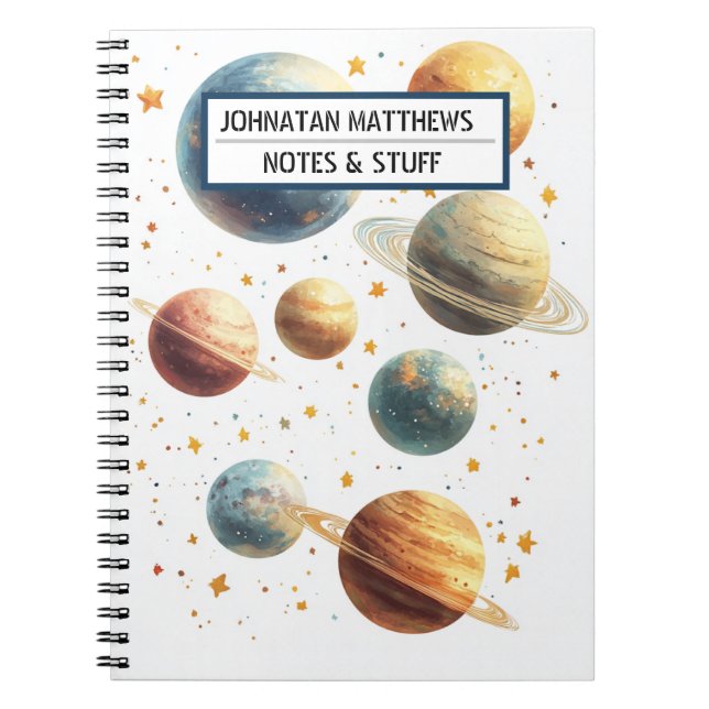 Space themed planets Spiral Photo Notebook (Front)
