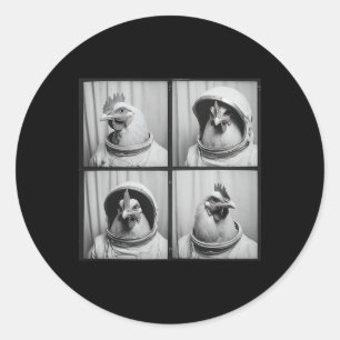 Space Themed Rooster Astronaut Chicken Classic Round Sticker