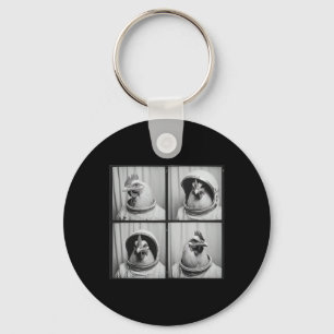 Space Themed Rooster Astronaut Chicken Key Ring
