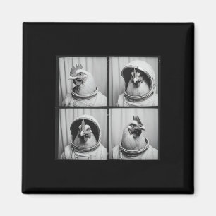 Space Themed Rooster Astronaut Chicken  Magnet