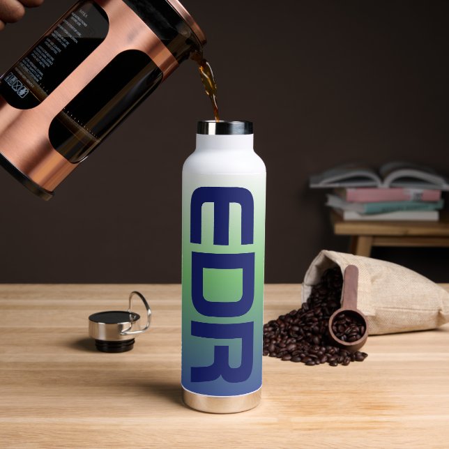 Space Three Letter Monogram Gradient Water Bottle (Coffee)