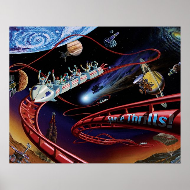 Space Thrills Cosmic Roller Coaster Artist Concept Poster (Front)