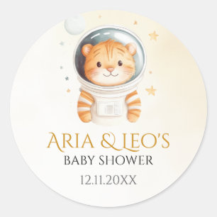 Space Tiger Baby Shower Favour Stickers