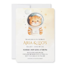 Space Tiger Baby Shower Invitation