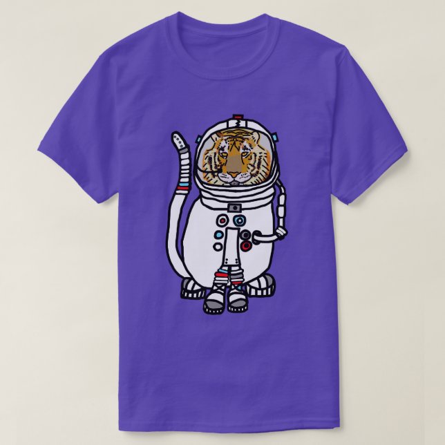 Space Tiger Funny Astronaut Animals T-Shirt (Design Front)