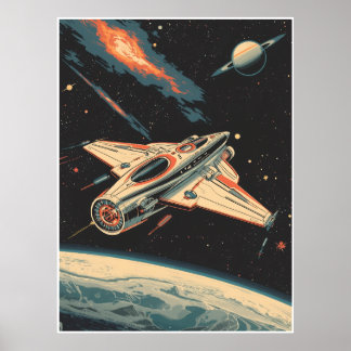 Space Tour Mid Century Futurism Poster