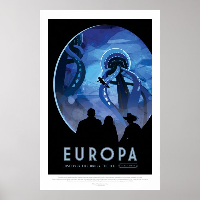 Space Tourism Advert - Visit Jupiter Moon Europa Poster (Front)