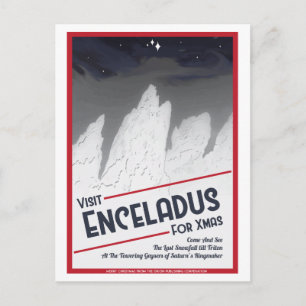 Space Travel Christmas Postcard - Enceladus