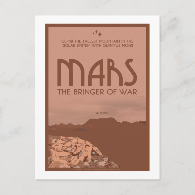 Space Travel Postcard - Mars (Front)