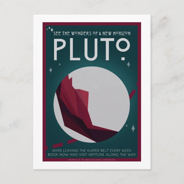 Space Travel Postcard - Pluto (Front)