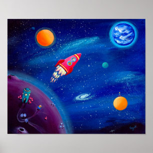 Space Travel Rocket Print Outer Space Nursery