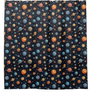 space travel shower curtain