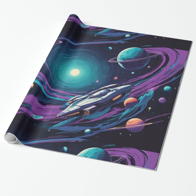 Space Travel Wrapping Paper (Unrolled)