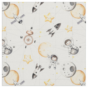 Space traveller astronaut spaceship sun moon fabric