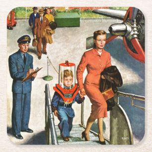 Space Traveller Square Paper Coaster