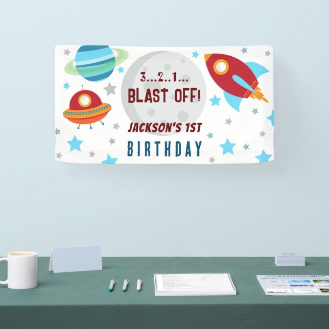Space Trip Around the Sun 1st Birthday  Banner (Tradeshow)