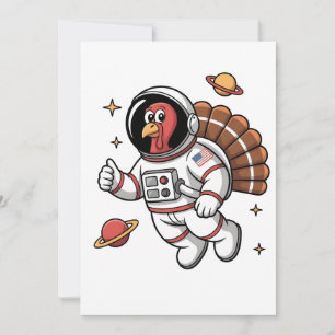 Space Turkey Astronaut Gobbler Thanksgiving Invitation