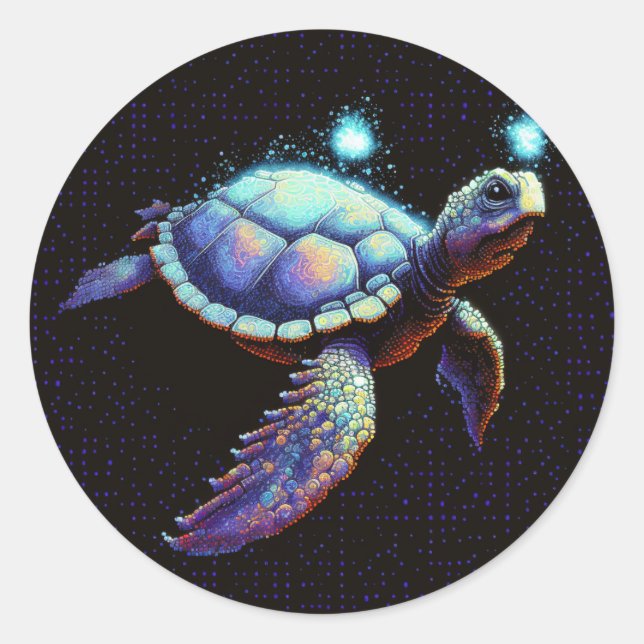 Space Turtle Classic Round Sticker (Front)