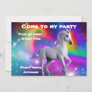 Space Unicorn Party Invitation