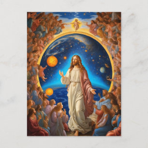 *~*  Space Universe Earth Light AP50 Jesus Flowers Postcard