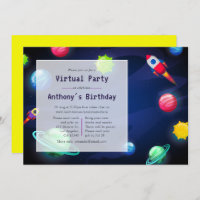 Space Virtual Birthday Party Invitation