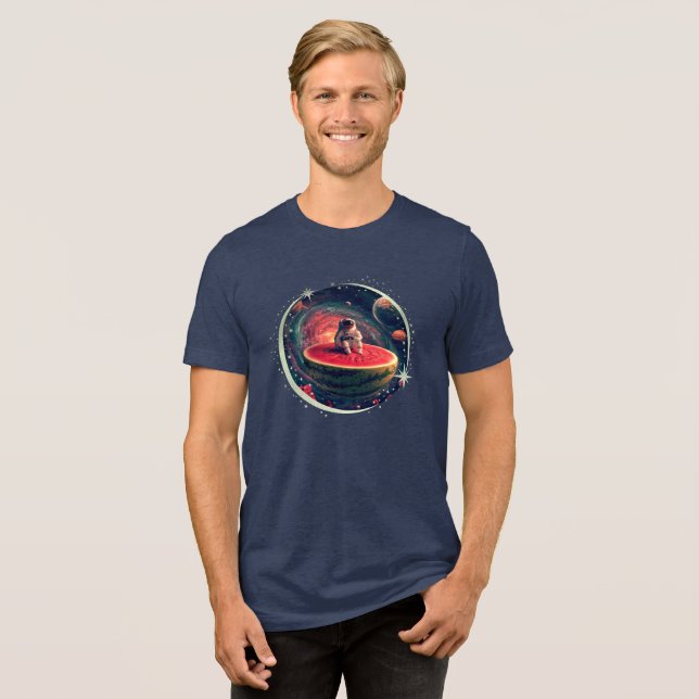Space Watermelon Astronaut Tri-Blend Shirt (Front Full)