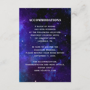 Space wedding accommodations. Night stars. Modern Enclosure Card