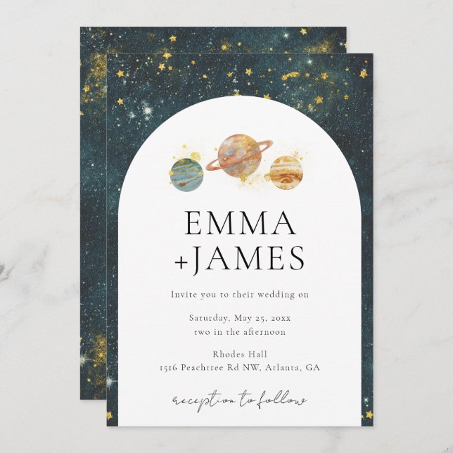 Space Wedding Invitation | Night Sky Wedding (Front/Back)
