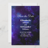 Space wedding save the date. Night stars. Navy