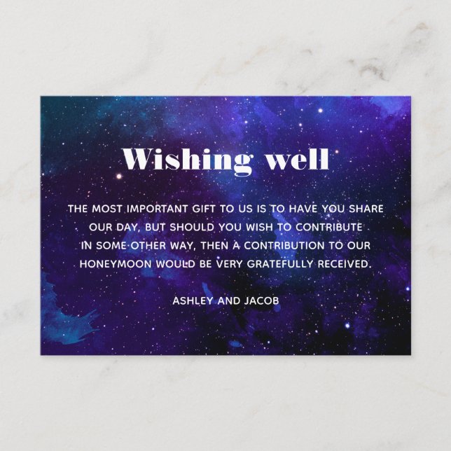 Space wedding wishing well. Night stars. Universe Enclosure Card (Front)
