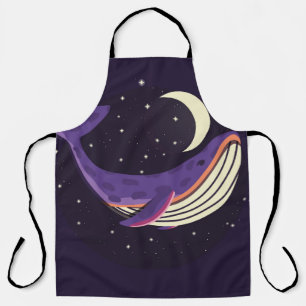 Space whale: colourful illustrated portrait. apron