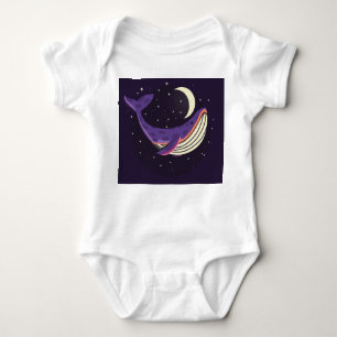 Space whale: colourful illustrated portrait. baby bodysuit