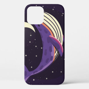 Space whale: colourful illustrated portrait. iPhone 12 case