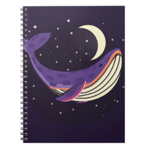 Space whale: colourful illustrated portrait. notebook