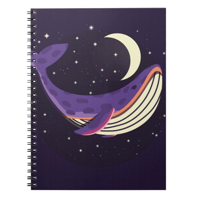 Space whale: colourful illustrated portrait. notebook (Front)